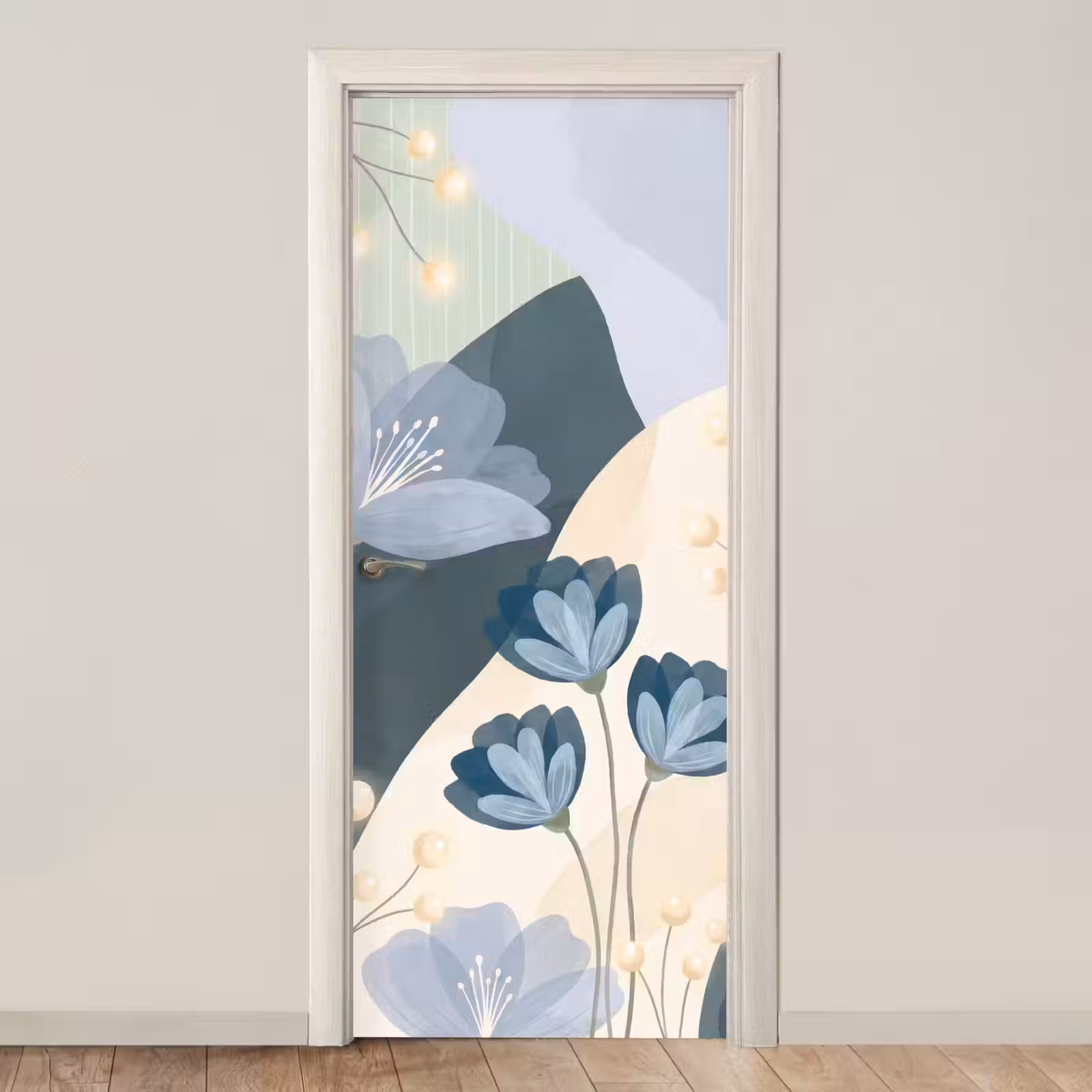 Türtapete - Blumen – Abstrakt – Blau — 1
