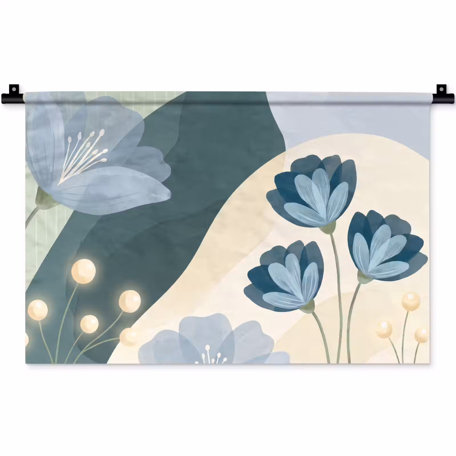 Wandteppich - Blumen – Abstrakt – Blau — 1