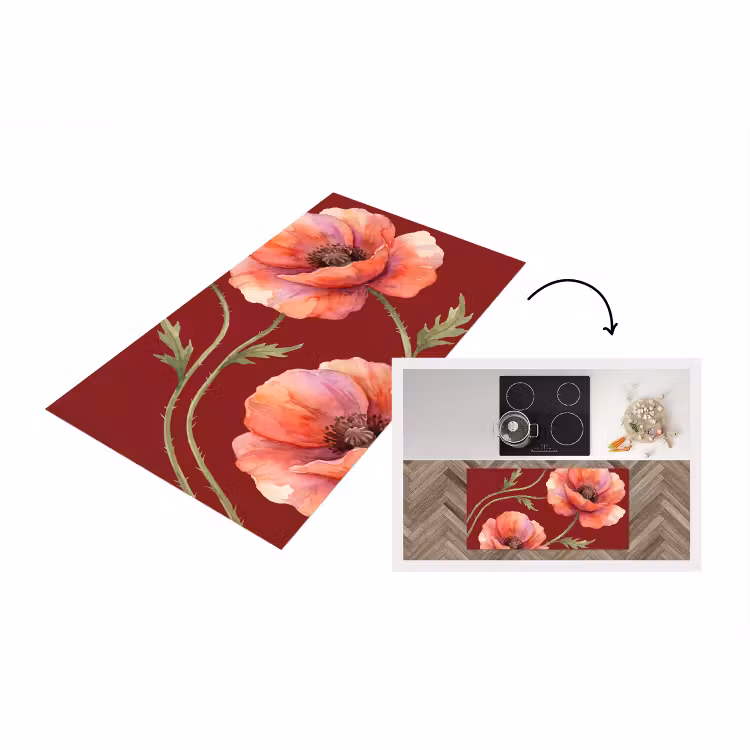 Küchenläufer - Blumen – Aquarell – Rot — 1