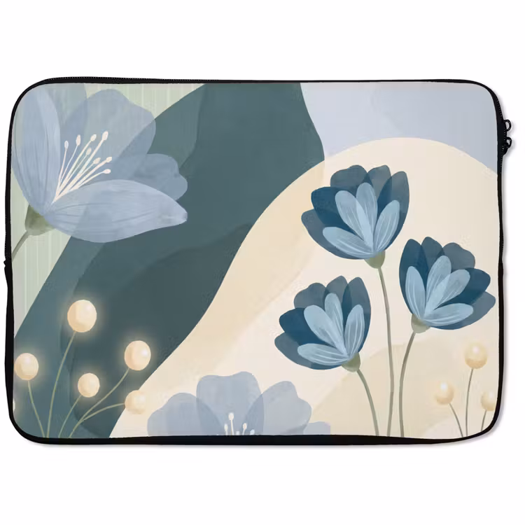 Laptop hülle - Blumen – Abstrakt – Blau — 1
