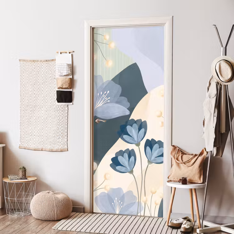 Türtapete - Blumen – Abstrakt – Blau — 7