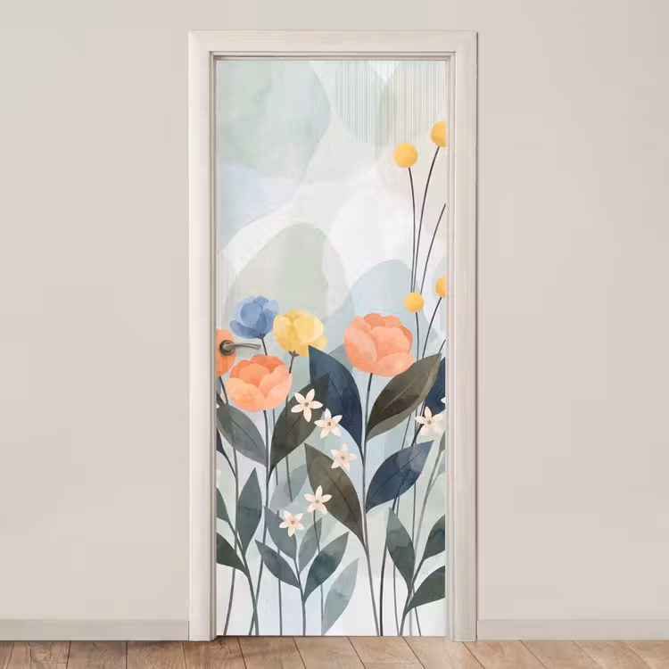 Türtapete - Blumen – Abstrakt – Farbenfroh — 1
