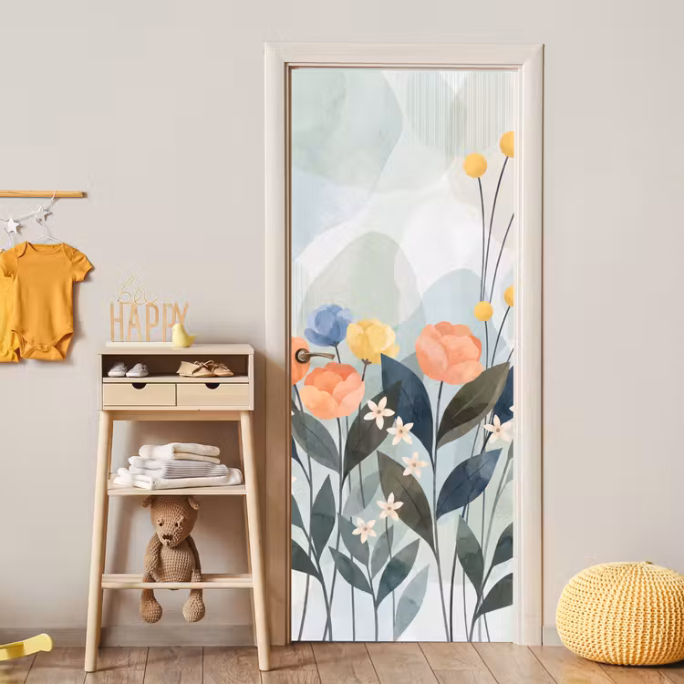Türtapete - Blumen – Abstrakt – Farbenfroh — 5