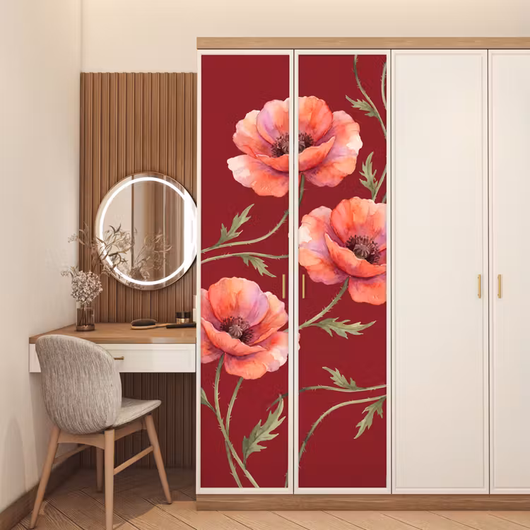 Türtapete - Blumen – Aquarell – Rot — 4