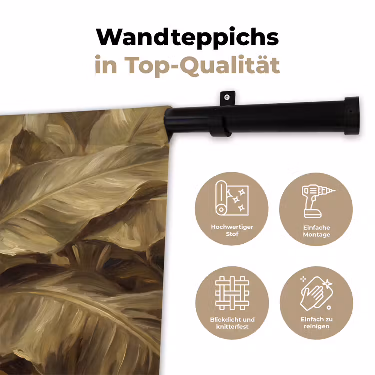 Wandteppich - Blätter – Tropisch – Gold — 7
