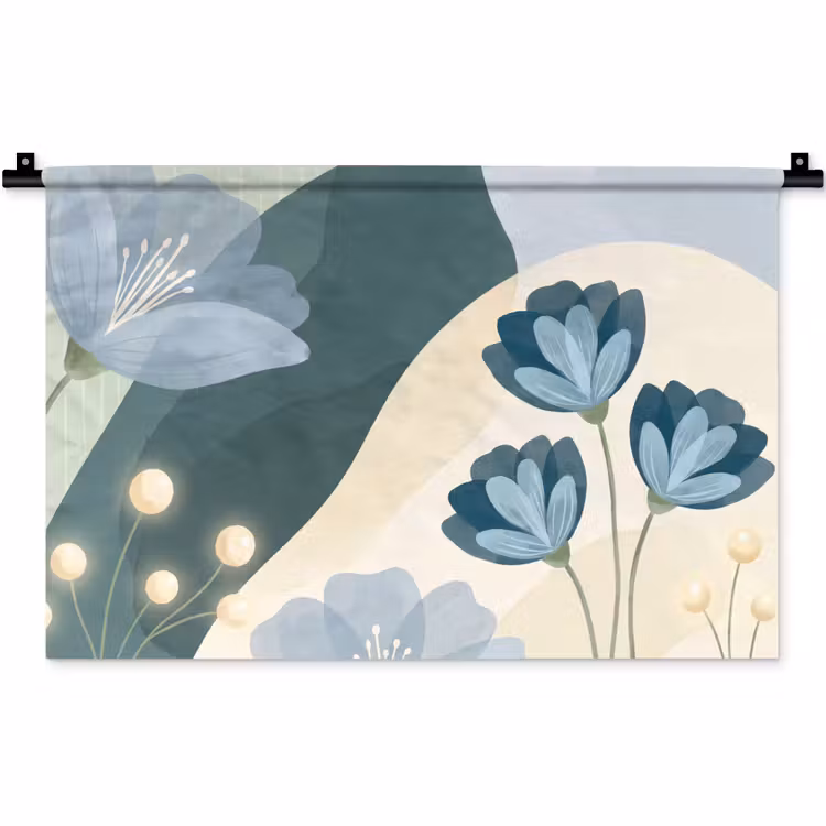 Wandteppich - Blumen – Abstrakt – Blau — 1
