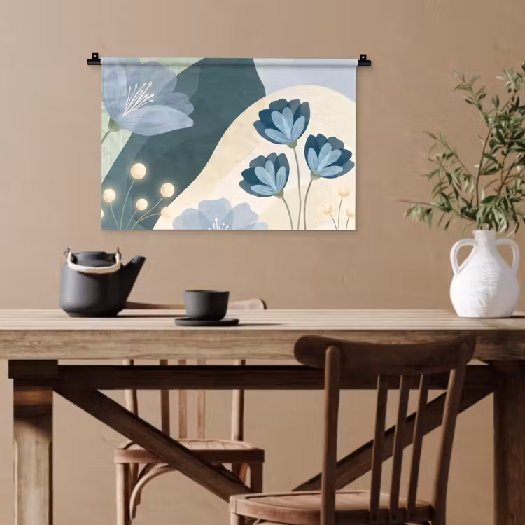 Wandteppich - Blumen – Abstrakt – Blau — 3