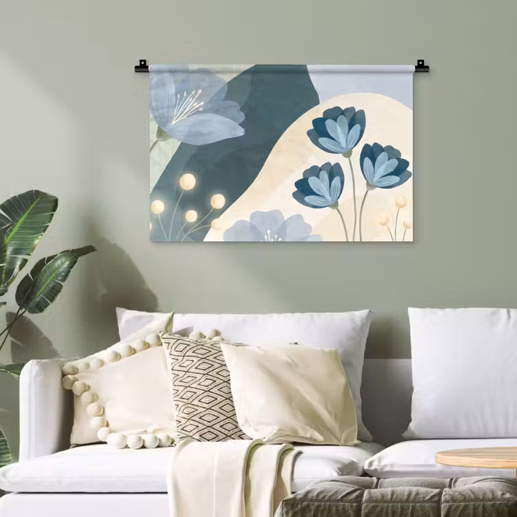 Wandteppich - Blumen – Abstrakt – Blau — 4