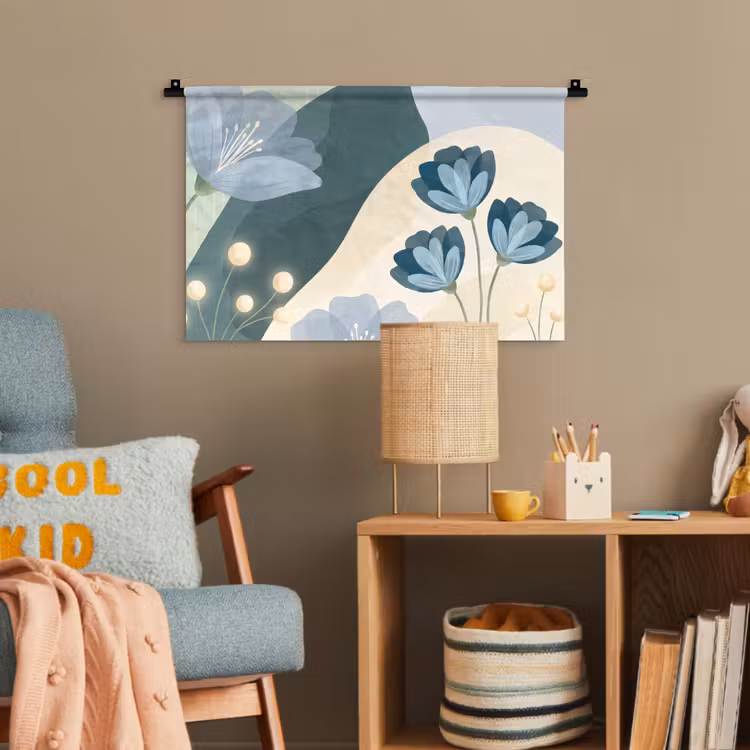 Wandteppich - Blumen – Abstrakt – Blau — 5