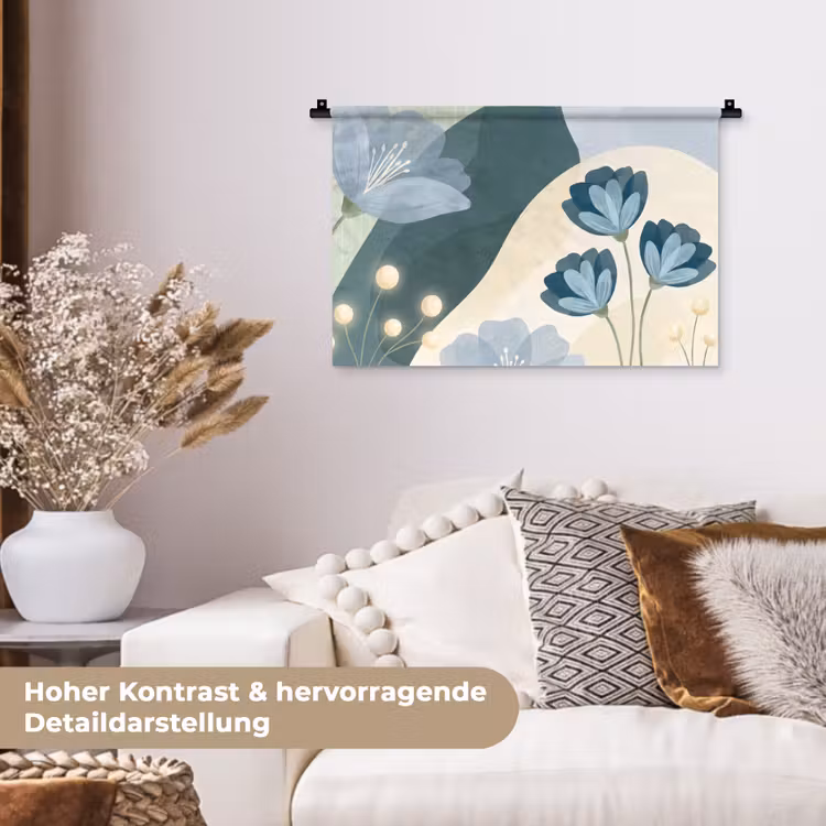 Wandteppich - Blumen – Abstrakt – Blau — 6