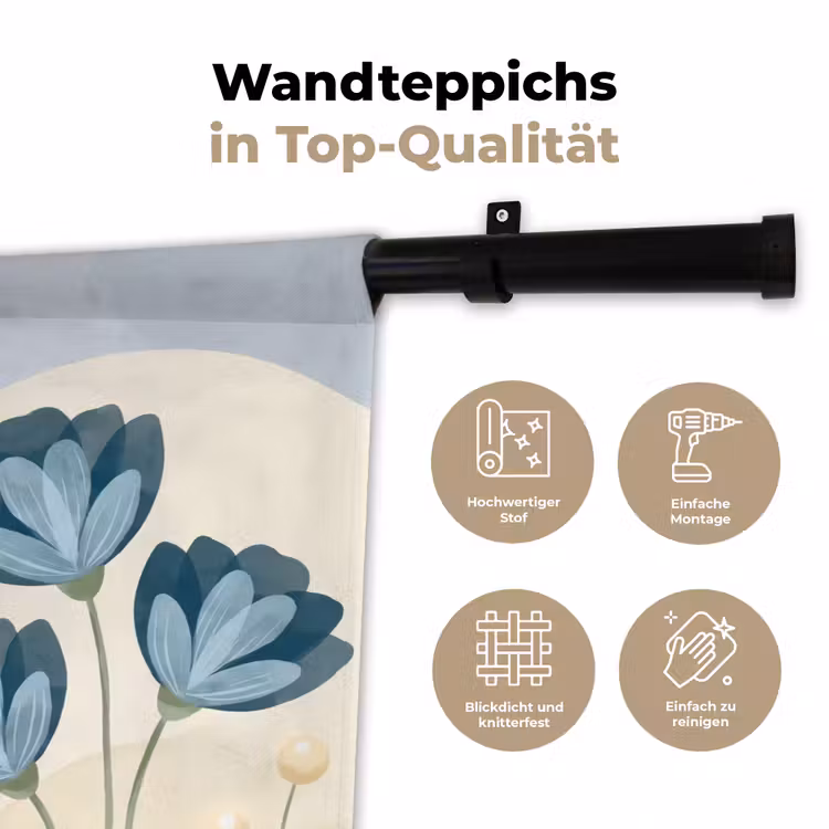 Wandteppich - Blumen – Abstrakt – Blau — 7