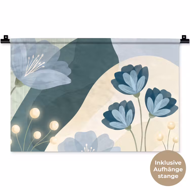 Wandteppich - Blumen – Abstrakt – Blau — 9