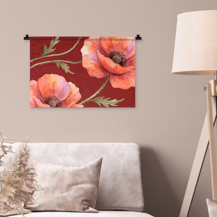 Wandteppich - Blumen – Aquarell – Rot — 2