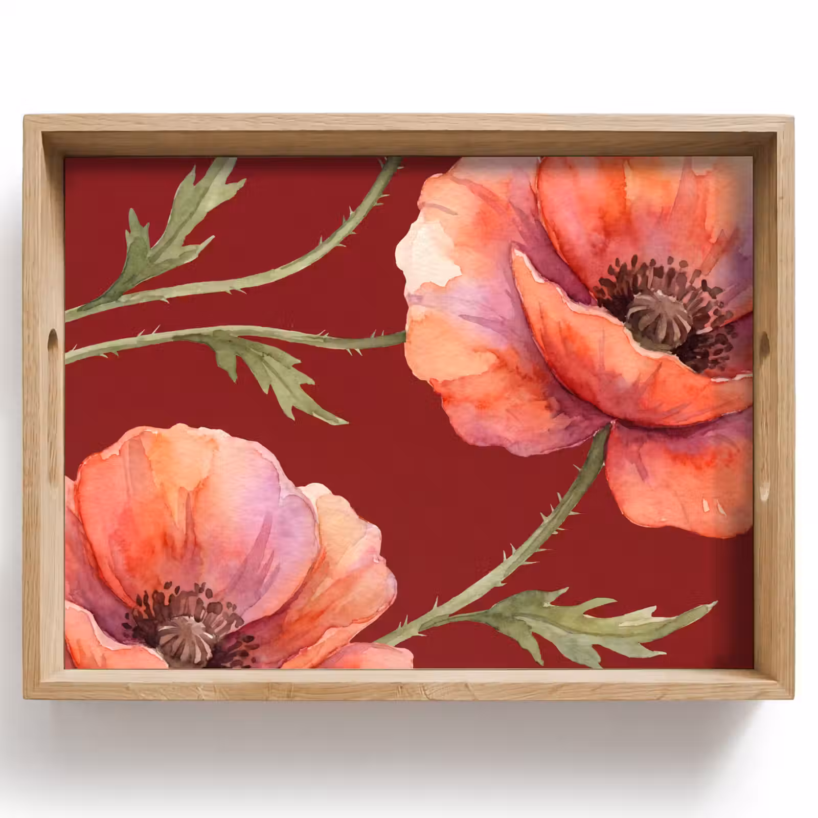 Tablett - Blumen – Aquarell – Rot — 1