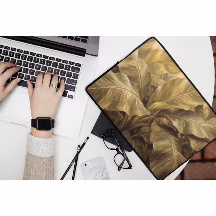 Laptop hülle - Blätter – Tropisch – Gold — 3