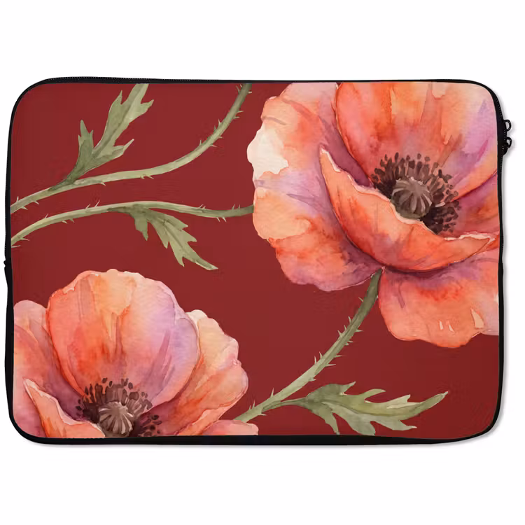 Laptop hülle - Blumen – Aquarell – Rot — 1