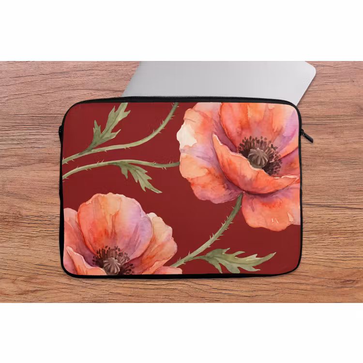 Laptop hülle - Blumen – Aquarell – Rot — 2