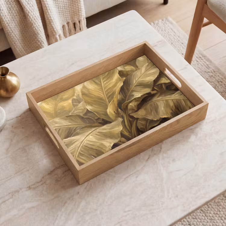 Tablett - Blätter – Tropisch – Gold — 2