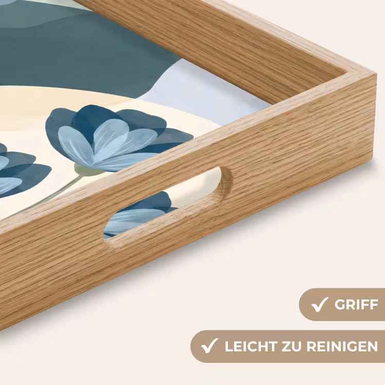 Tablett - Blumen – Abstrakt – Blau — 5