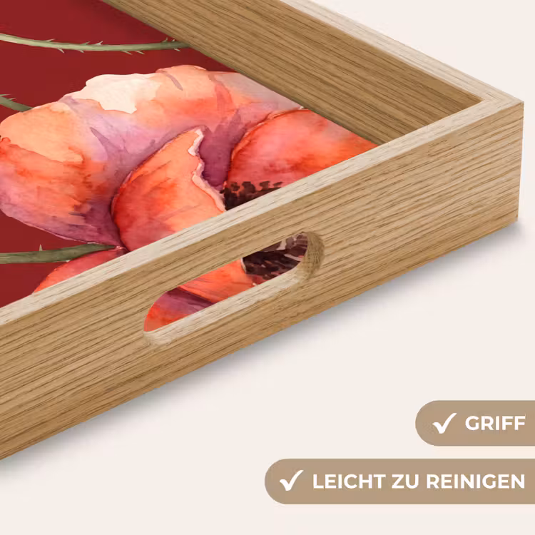 Tablett - Blumen – Aquarell – Rot — 5