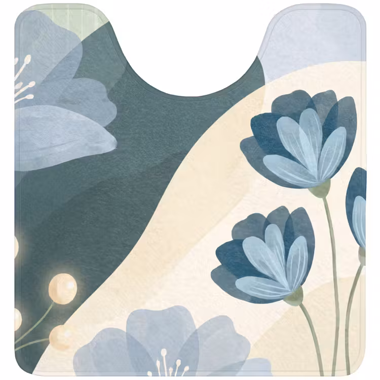 WC Vorleger - Blumen – Abstrakt – Blau — 1