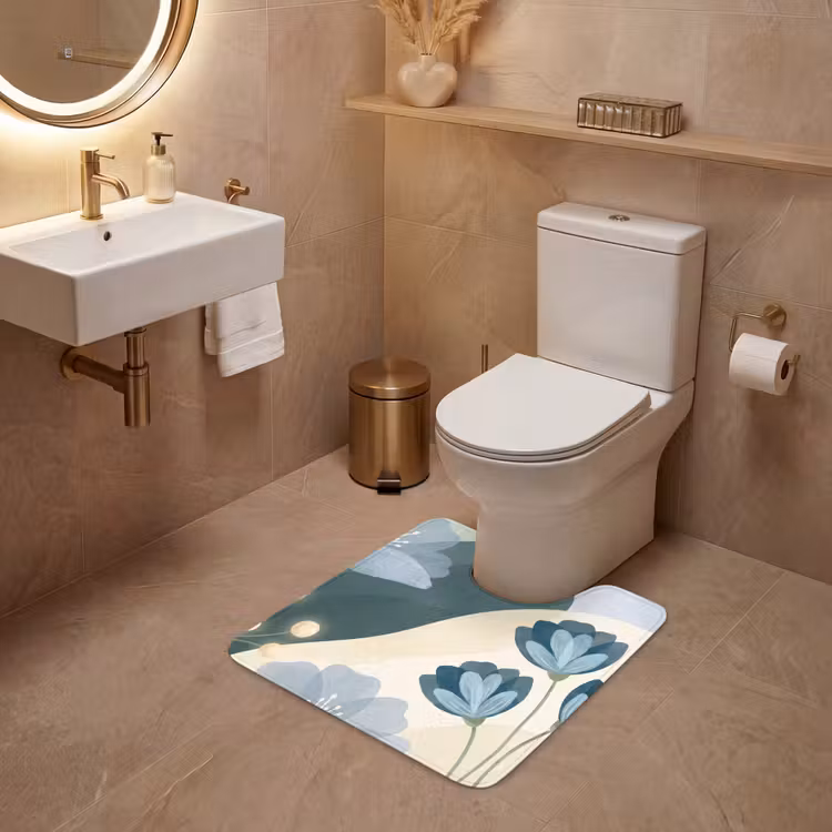 WC Vorleger - Blumen – Abstrakt – Blau — 4
