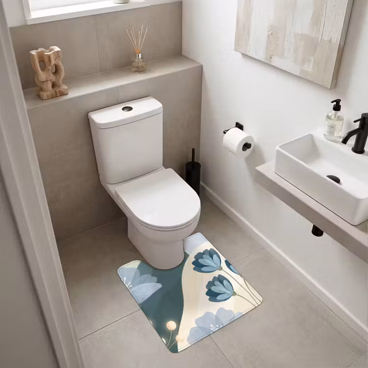 WC Vorleger - Blumen – Abstrakt – Blau — 6