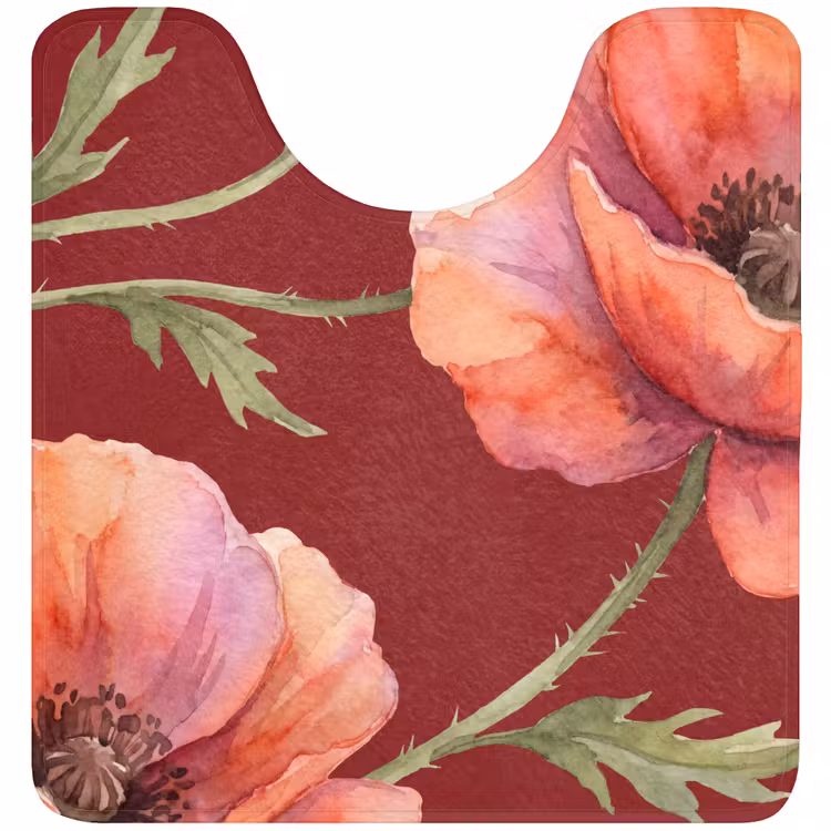 WC Vorleger - Blumen – Aquarell – Rot — 1
