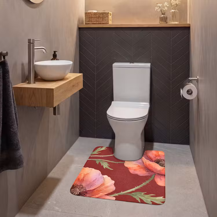 WC Vorleger - Blumen – Aquarell – Rot — 2
