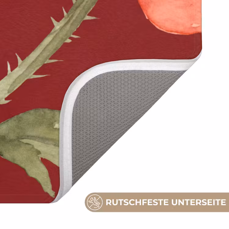 WC Vorleger - Blumen – Aquarell – Rot — 3