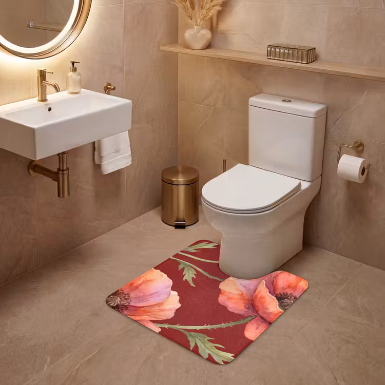 WC Vorleger - Blumen – Aquarell – Rot — 4