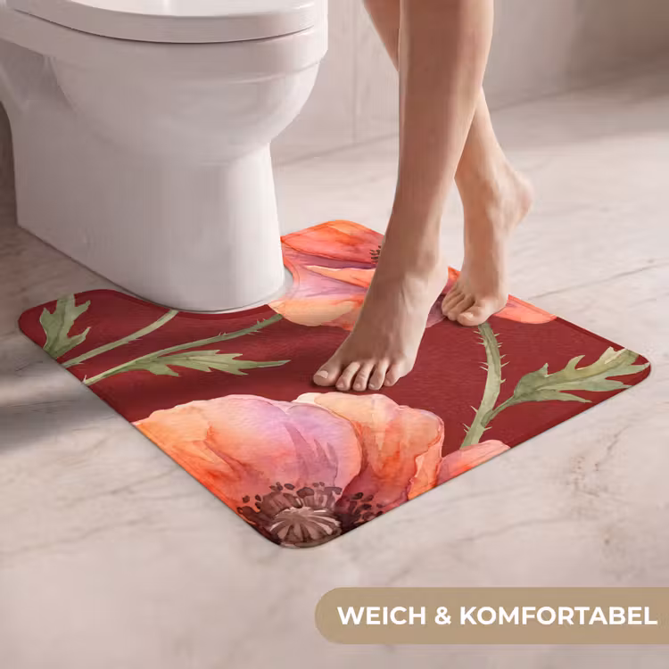 WC Vorleger - Blumen – Aquarell – Rot — 5
