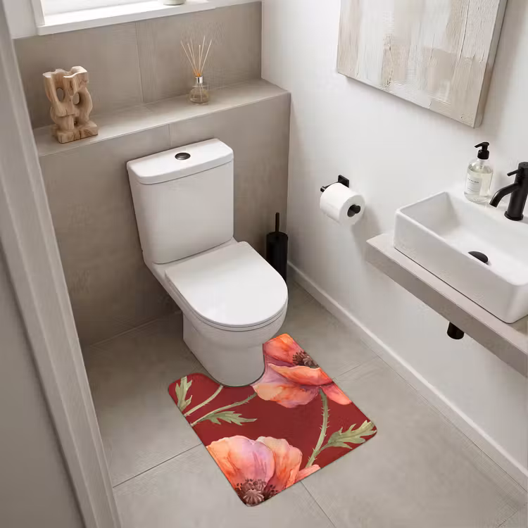 WC Vorleger - Blumen – Aquarell – Rot — 6