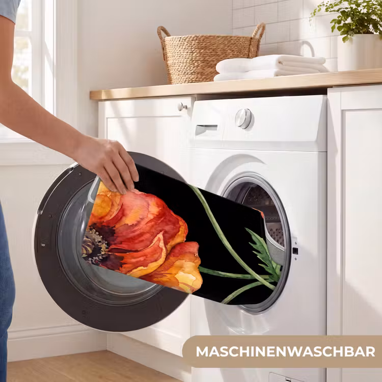 WC Vorleger - Blumen – Aquarell – Schwarz — 7