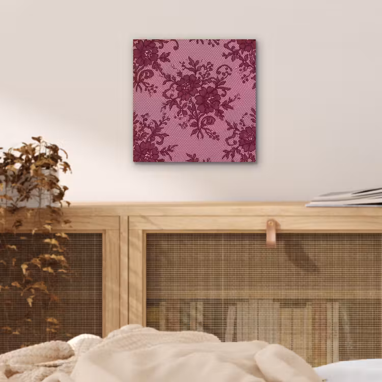 Alu-Dibond-Bild - Bordeauxrotes Spitzenmuster — 4