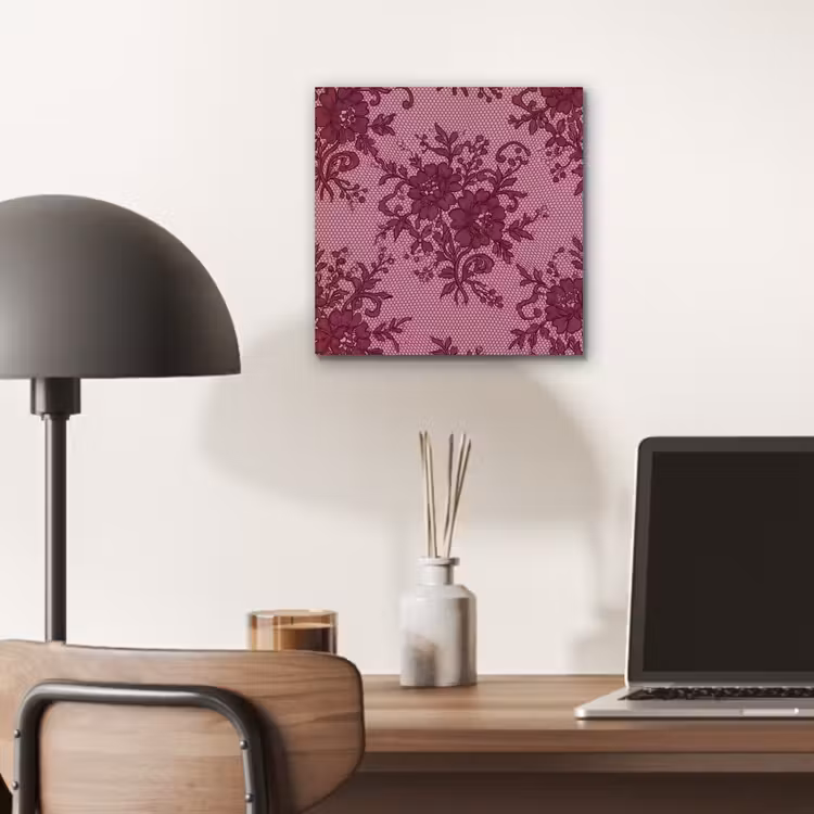 Alu-Dibond-Bild - Bordeauxrotes Spitzenmuster — 6