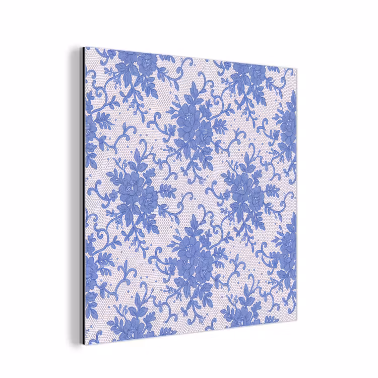 Alu-Dibond-Bild - Spitze – Blumen – Blau — 1