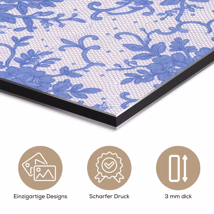 Alu-Dibond-Bild - Spitze – Blumen – Blau — 7