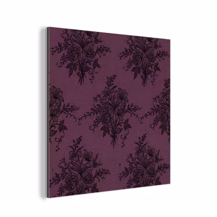 Alu-Dibond-Bild - Spitzenmuster – Blumen – Lila — 1