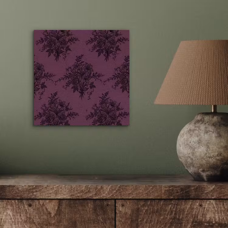 Alu-Dibond-Bild - Spitzenmuster – Blumen – Lila — 3