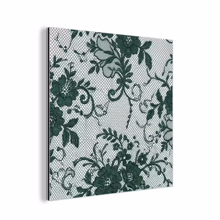 Alu-Dibond-Bild - Spitze – Blumen – Grün — 1