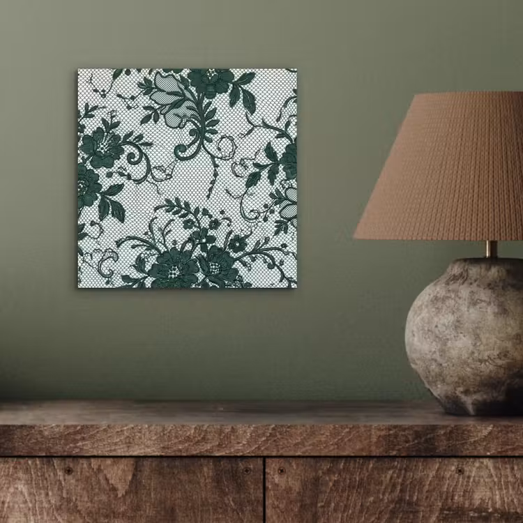 Alu-Dibond-Bild - Spitze – Blumen – Grün — 3