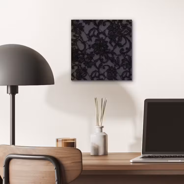 Alu-Dibond-Bild - Spitze – Blumen – Schwarz — 6