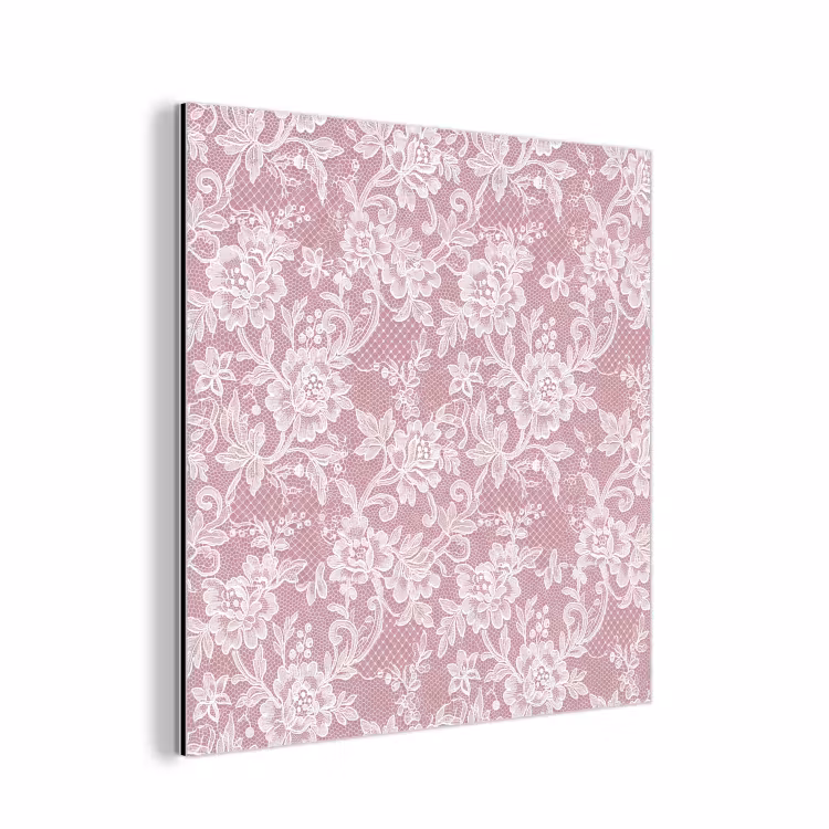 Alu-Dibond-Bild - Spitze – Blumen – Weiß — 1
