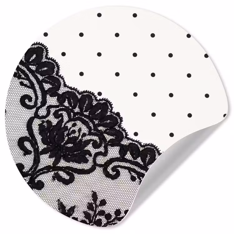 Runde Tapete - Schwarze Spitze – Blumen — 1