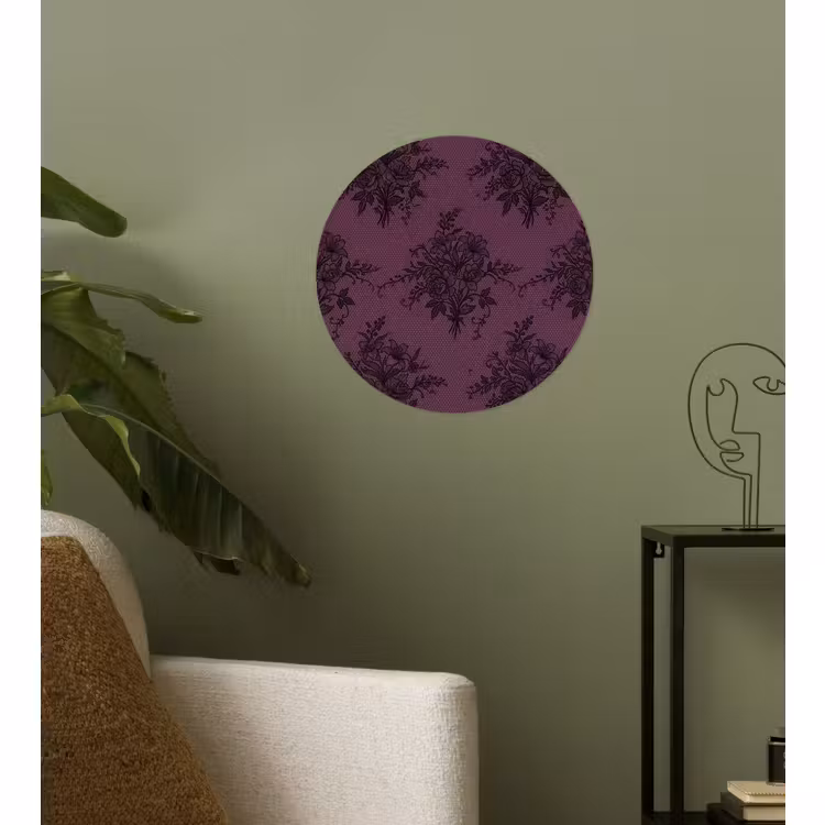 Runde Tapete - Spitzenmuster – Blumen – Lila — 3