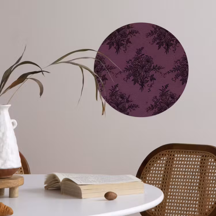 Runde Tapete - Spitzenmuster – Blumen – Lila — 4