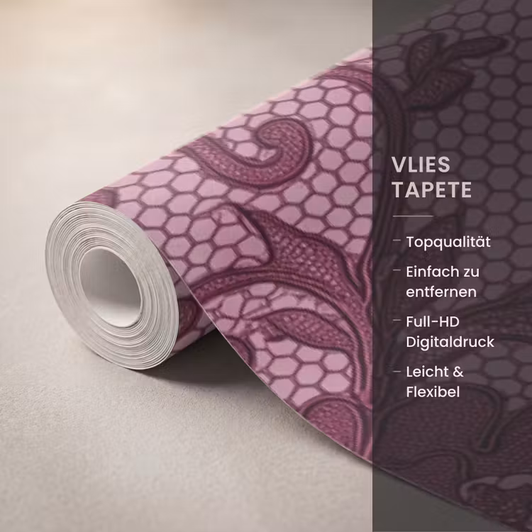 Tapete - Bordeauxrotes Spitzenmuster — 3