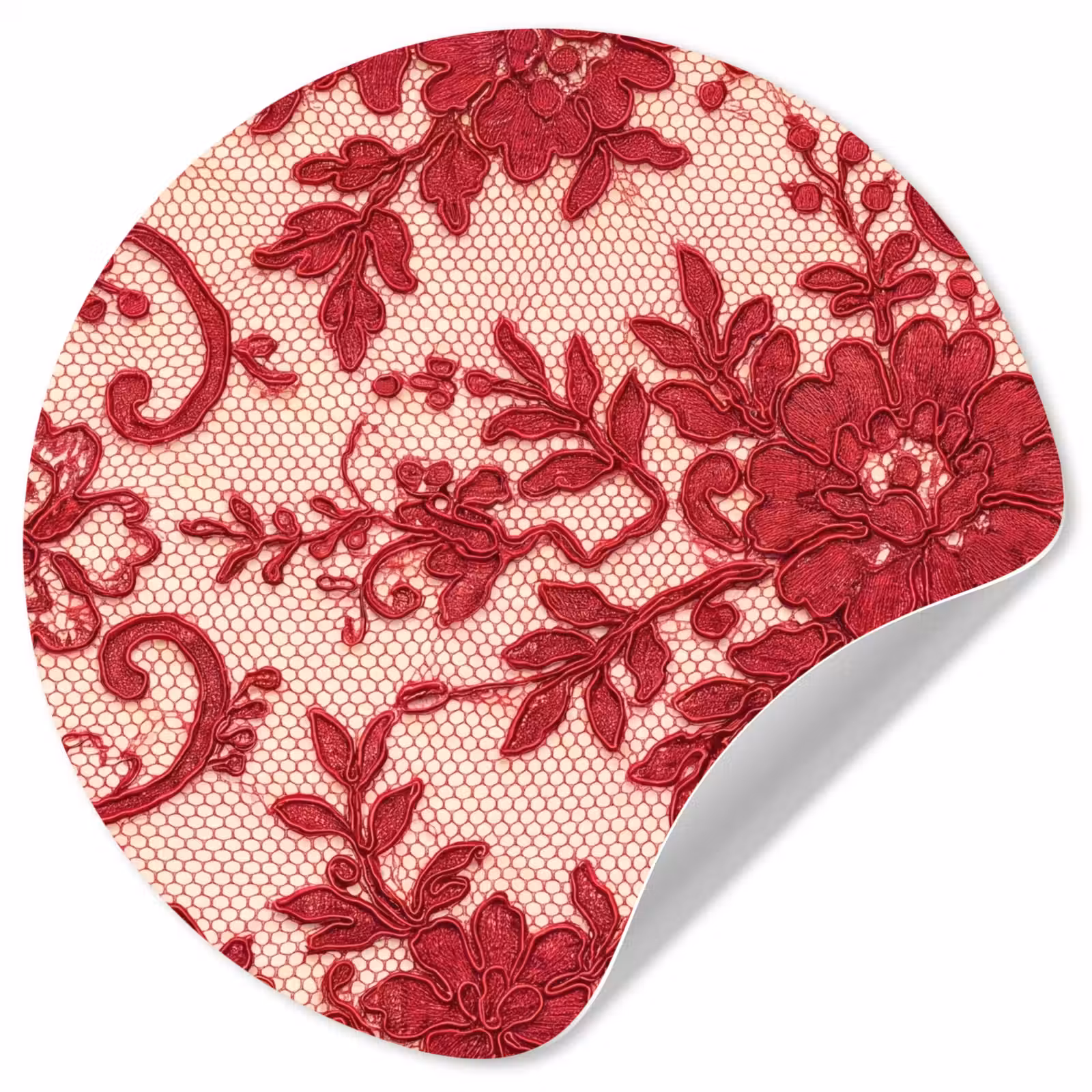 Runde Tapete - Rote Spitze – Blumen — 1