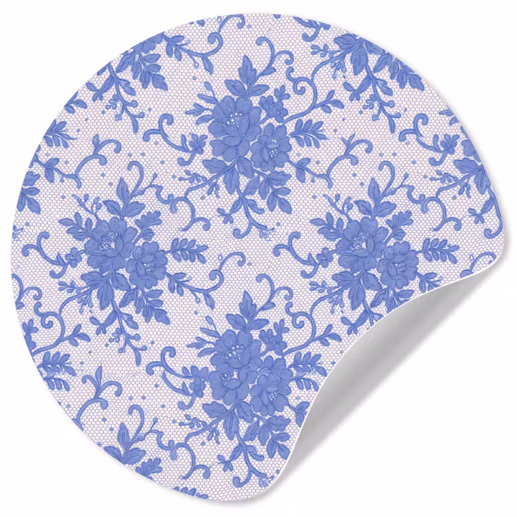 Runde Tapete - Spitze – Blumen – Blau — 1